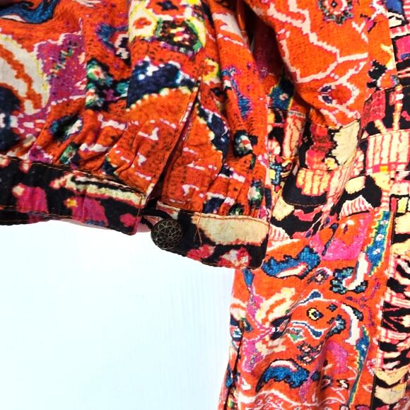 Anthropologie Floral Maxi Dress Boho Double Slit Front V Neck Multi Color Size 6 - Picture 11 of 12